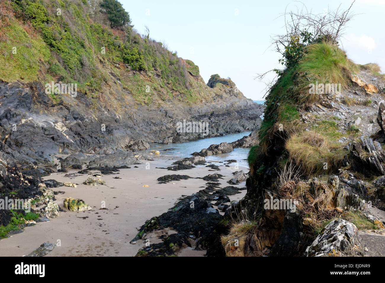 The beach at Cwm-yr-Eglwys, on the Dinas Island Peninsula, Wales, UK Stock Photo