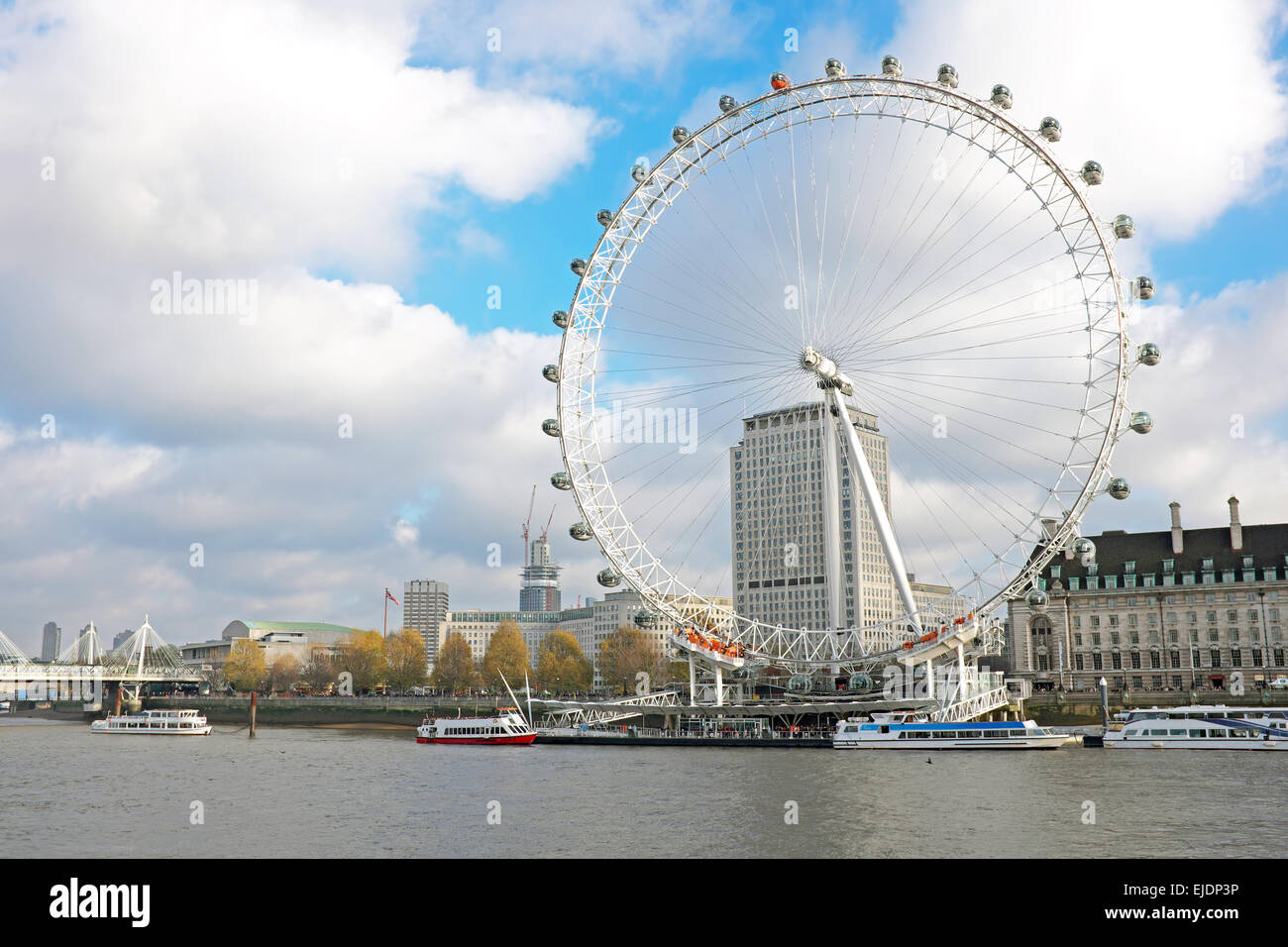 The river Thames with the London Eye in London UK Stock Photo