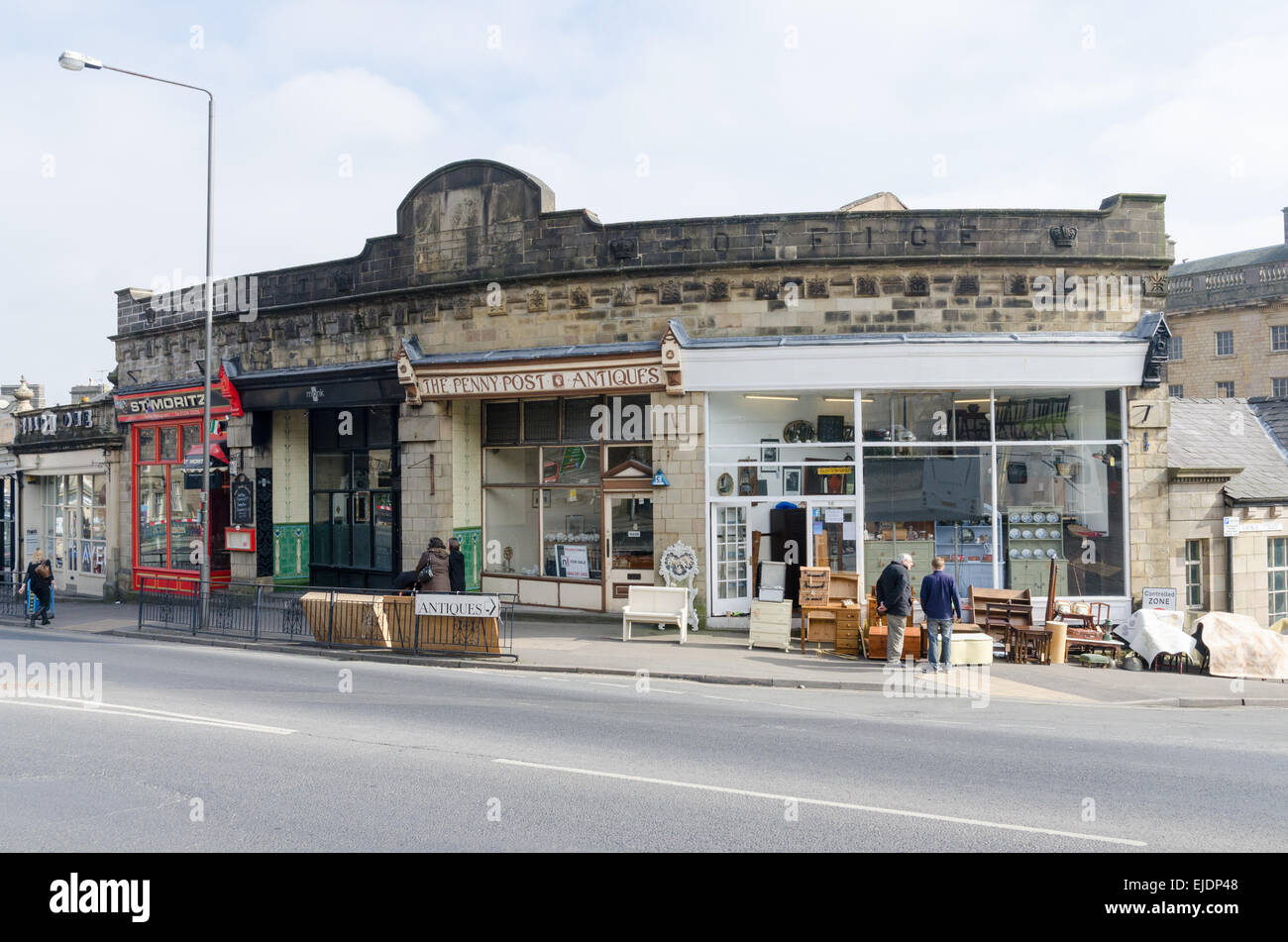 Traditional antiques shop in the Derbyshire spa town of Buxton Stock