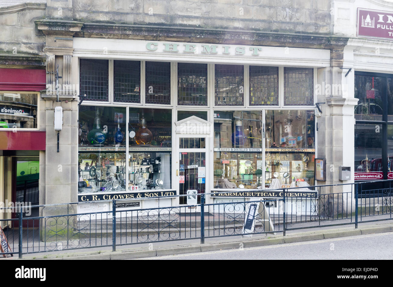 Oldfashioned traditional chemist shop in the Derbyshire spa town of