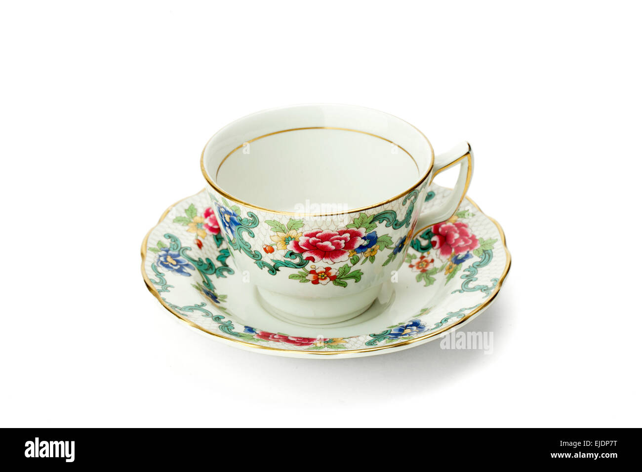 Pretty tea cup saucer by Booths pottery. Stock Photo