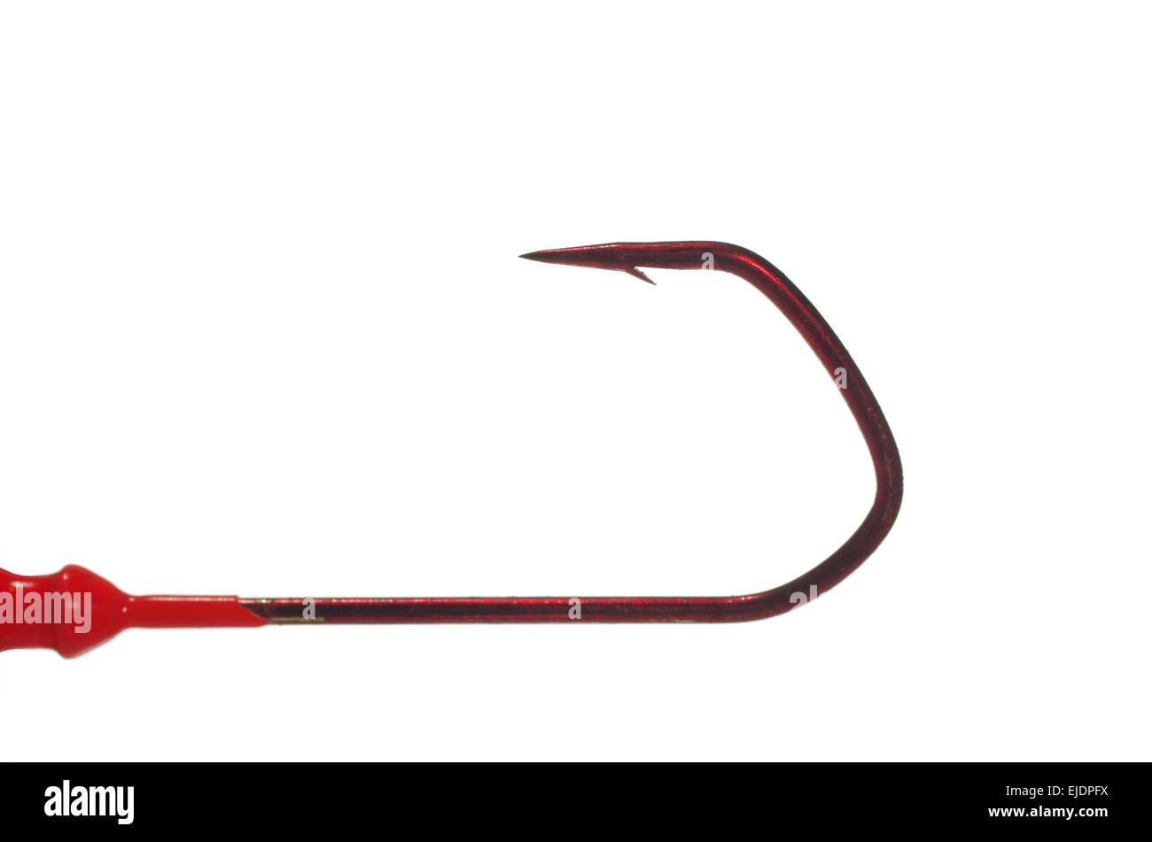 empty metal red hook on white background Stock Photo Alamy