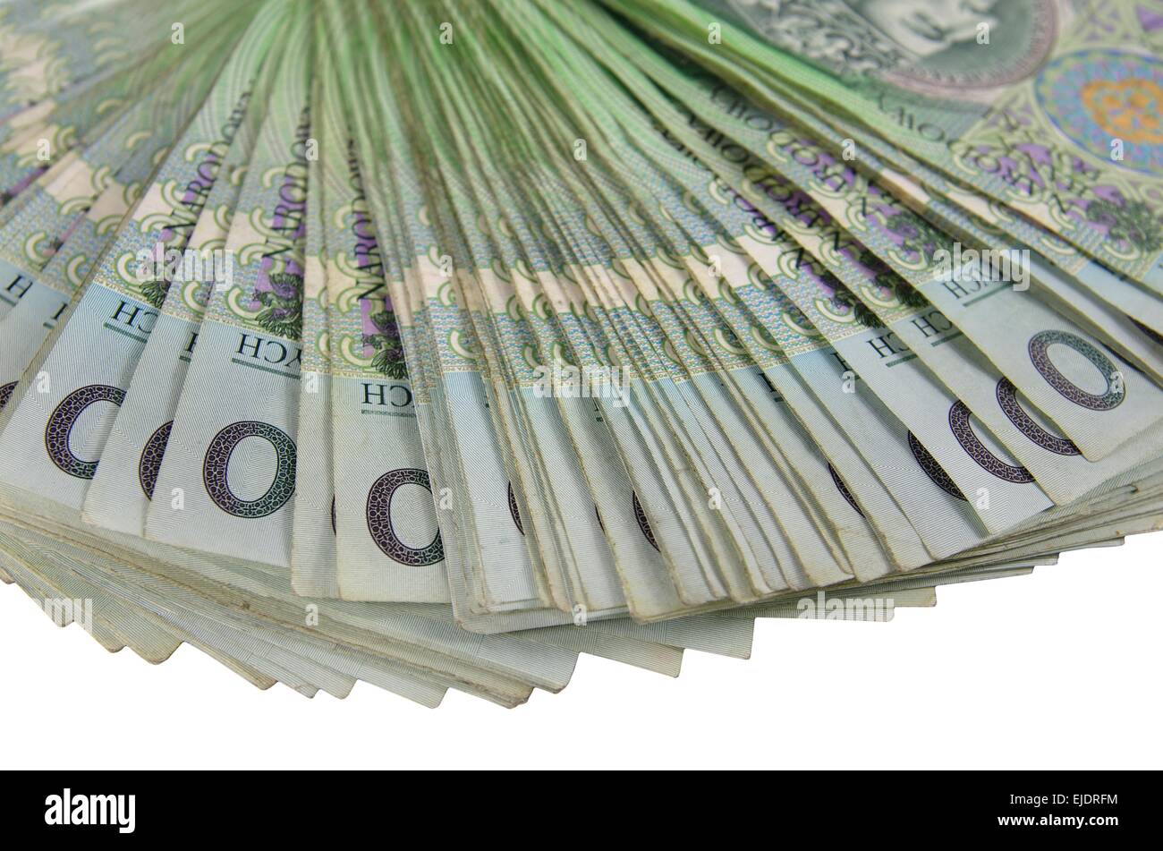 a lot of polish money isolated on white background Stock Photo