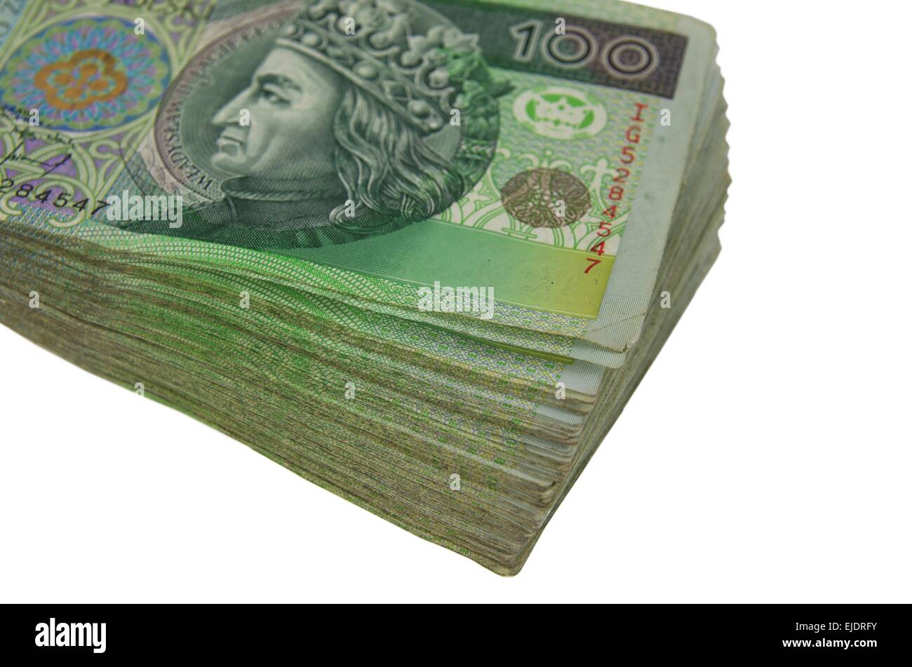 a lot of polish money isolated on white background Stock Photo