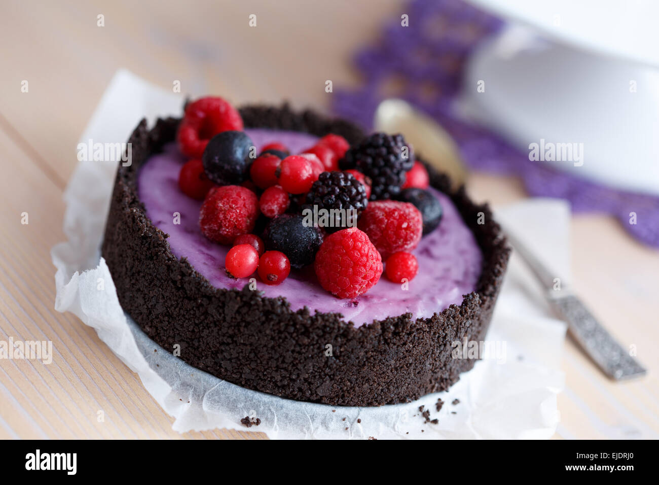 Mascarpone cottage cheese cake decorated with berries Stock Photo Alamy