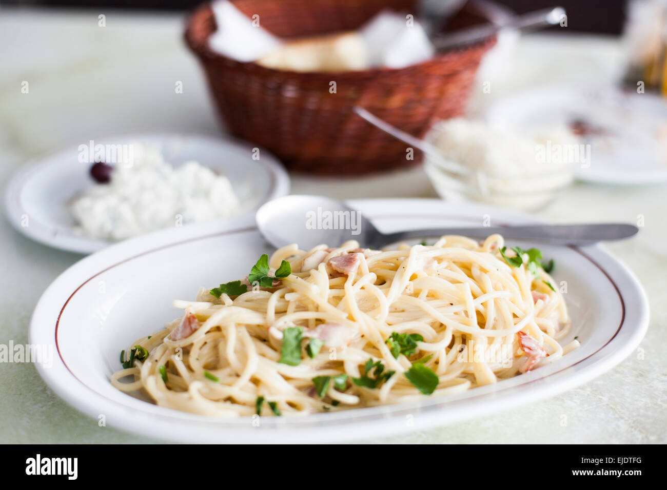 Spaghetti carbonara Stock Photo