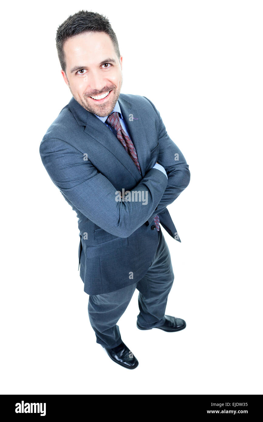 Friendly and smiling businessman looking at camera with reliability ...
