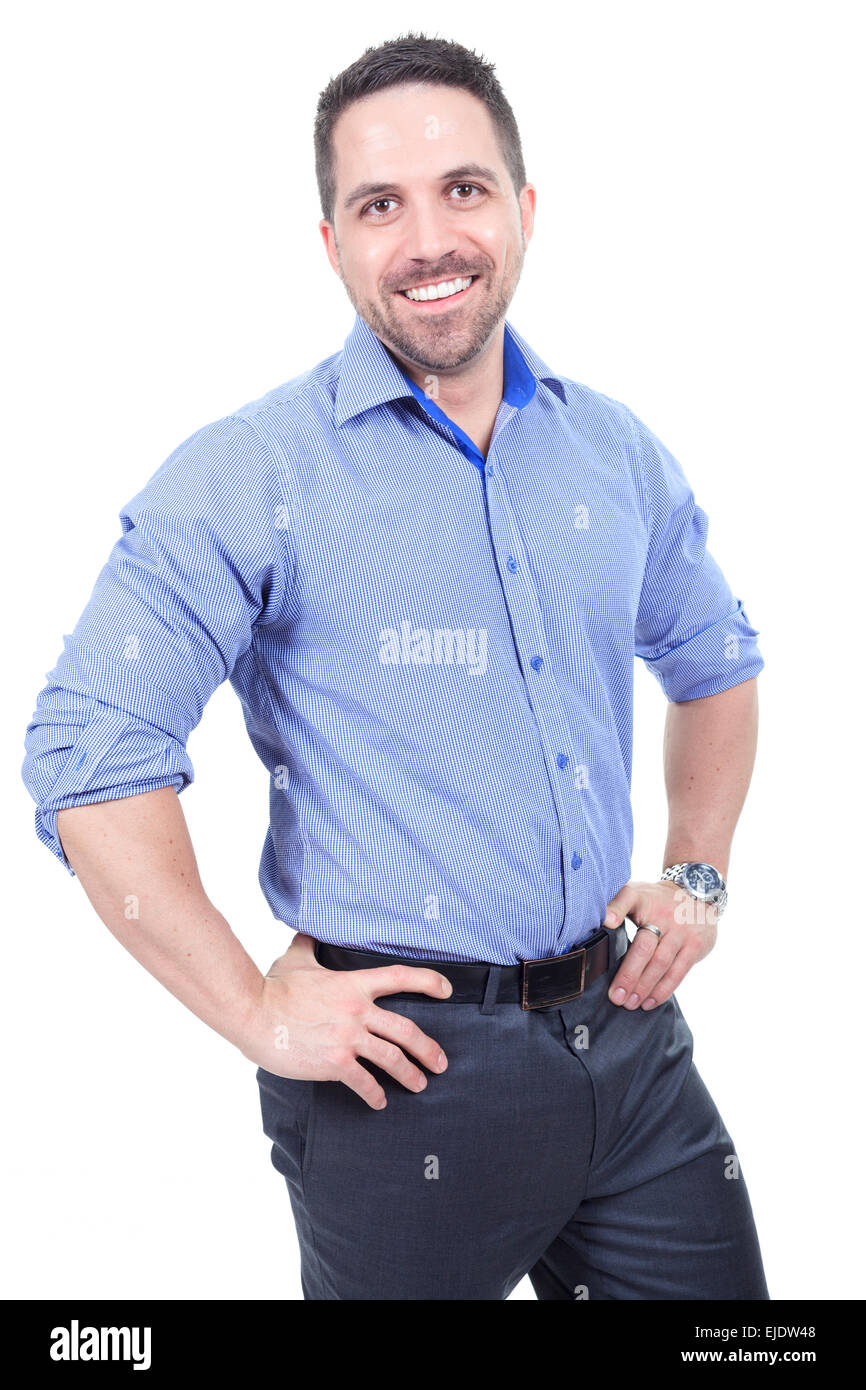 A beautiful business man standing against white background Stock Photo ...