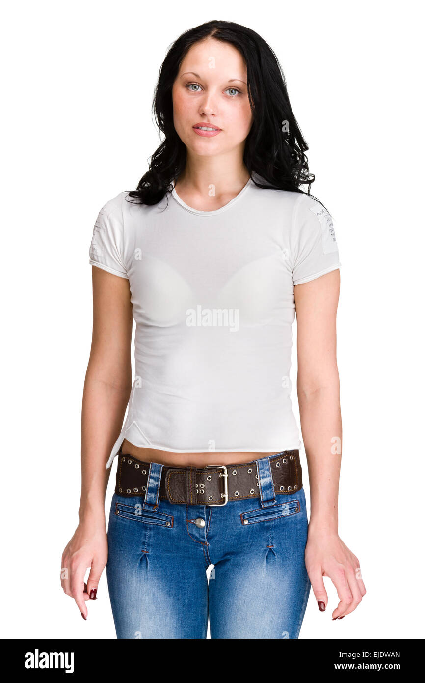 Young woman portrait Isolated on white Stock Photo - Alamy