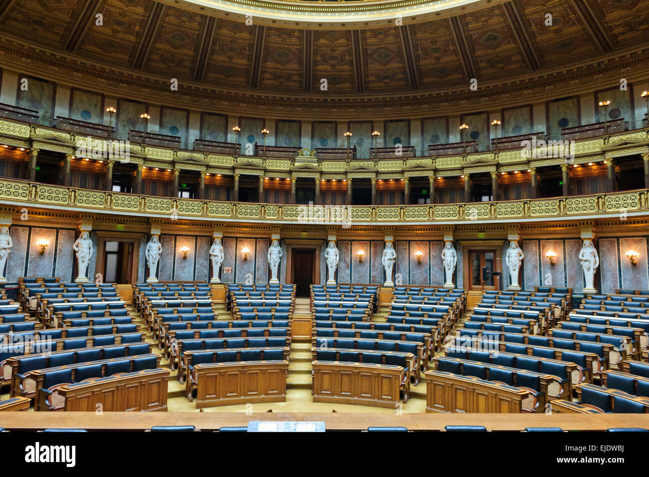 The Federal Assembly Chamber at the Austrian Parliament building, Vienna, Austria. Stock Photo