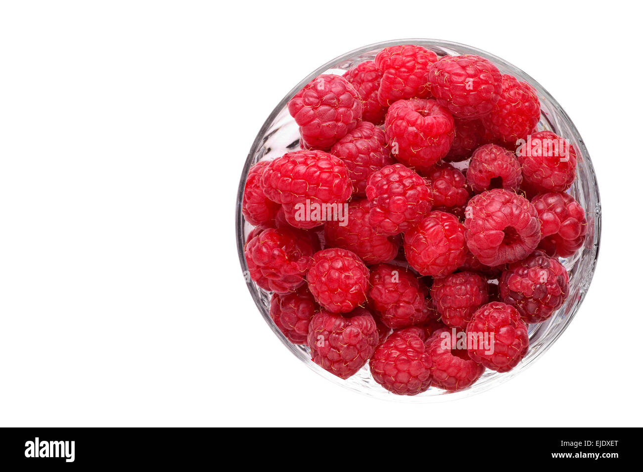 Raspberries in glass bowl  with clipping path Stock Photo