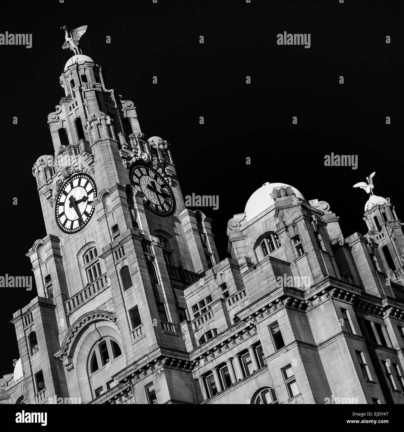 Close-up of the front of the Liver Building. Stock Photo