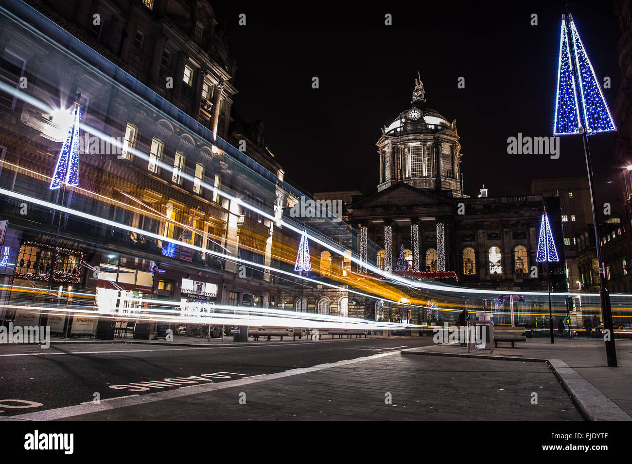 Traffic trails by Liverpool town hall Stock Photo Alamy