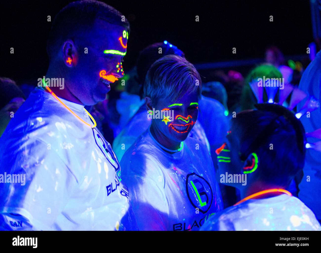 Over Light Races Runners participates at the Blacklight race in Las Vegas Stock Photo ...