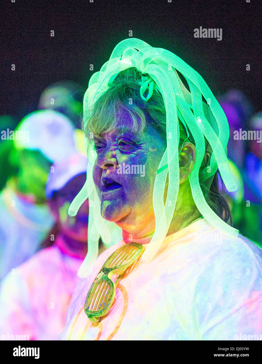Over Light Races Runner participates at the Blacklight race in Las Vegas Stock Photo - Alamy