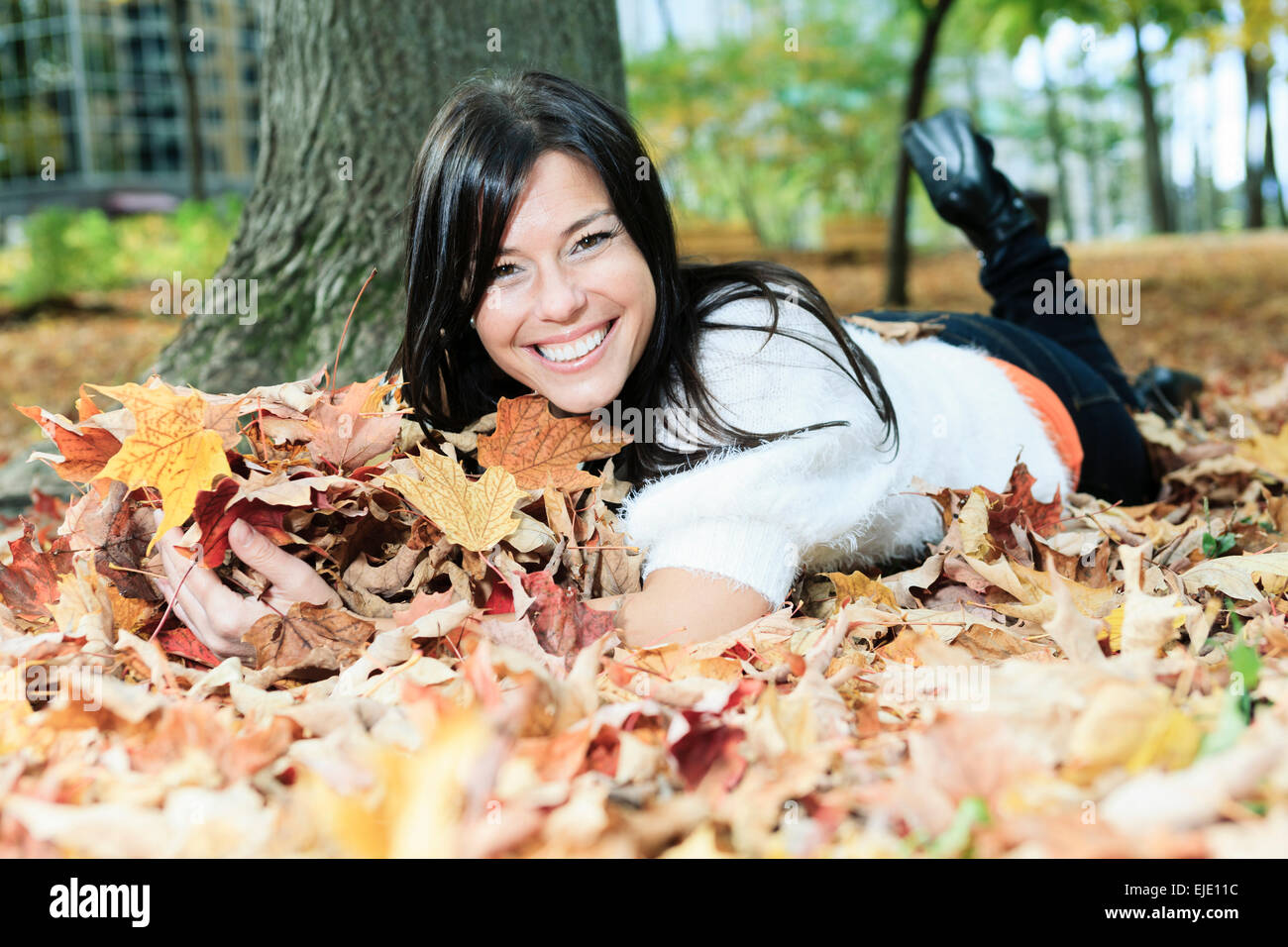 One woman only 40s autumn hi-res stock photography and images - Alamy