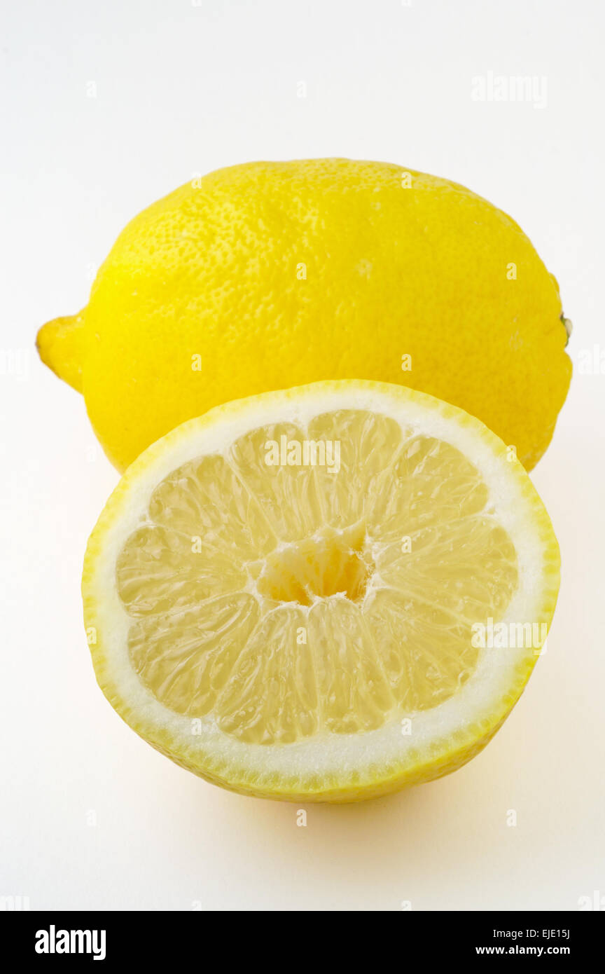 Isolated lemon and a half with clipping path Stock Photo