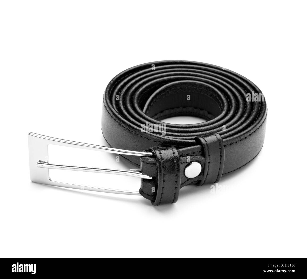 close up of a black leather belt on white background Stock Photo - Alamy