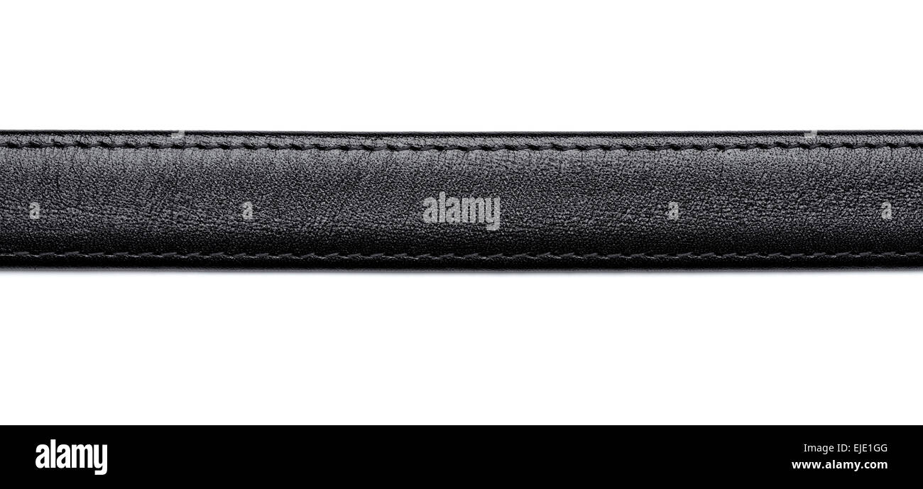close up of a black leather belt on white background Stock Photo - Alamy