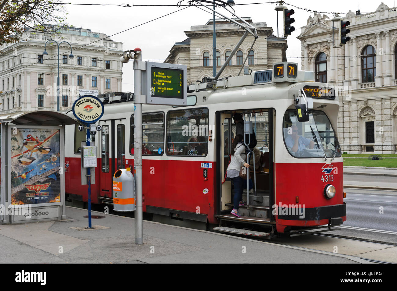 A traditional red electric tram in Vienna, Austria Stock Photo Alamy