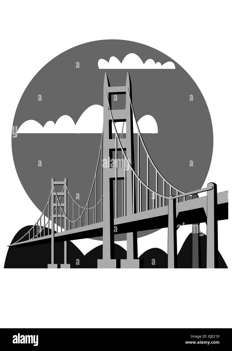 Illustration of the Golden Gate Bridge - vector Stock Vector