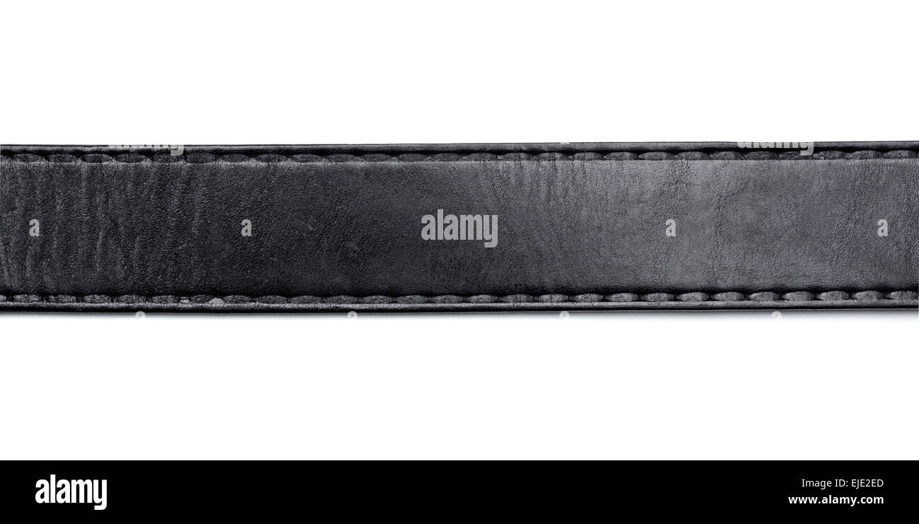 close up of a black leather belt on white background Stock Photo - Alamy