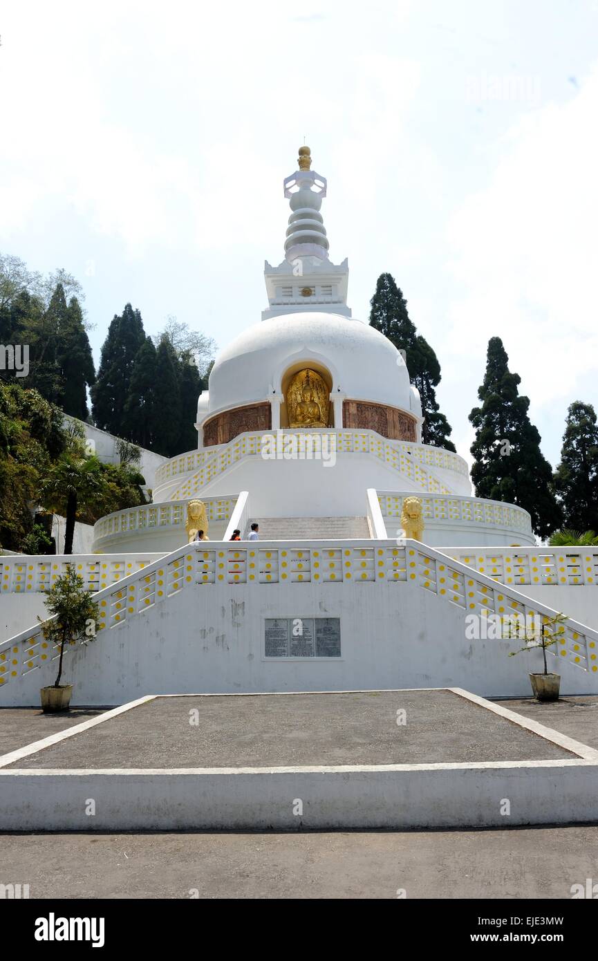 Japanese Peace Pagoda in Darjeeling, West Bengal, India Stock Photo