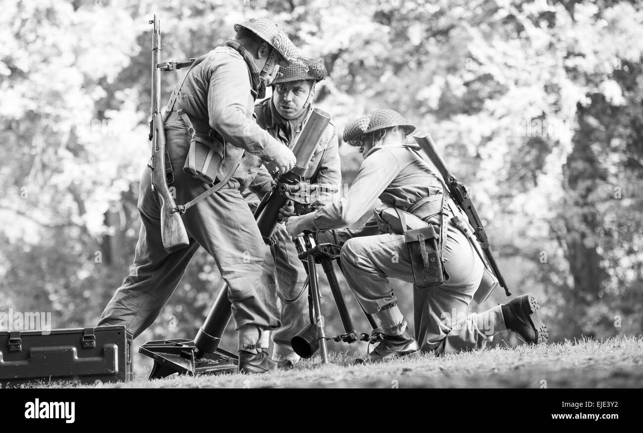 Wroclaw, Poland -September 20: battle of Monte Casino  during historical reenactment of WWII, September 20, 2014 in Wroclaw, Pol Stock Photo