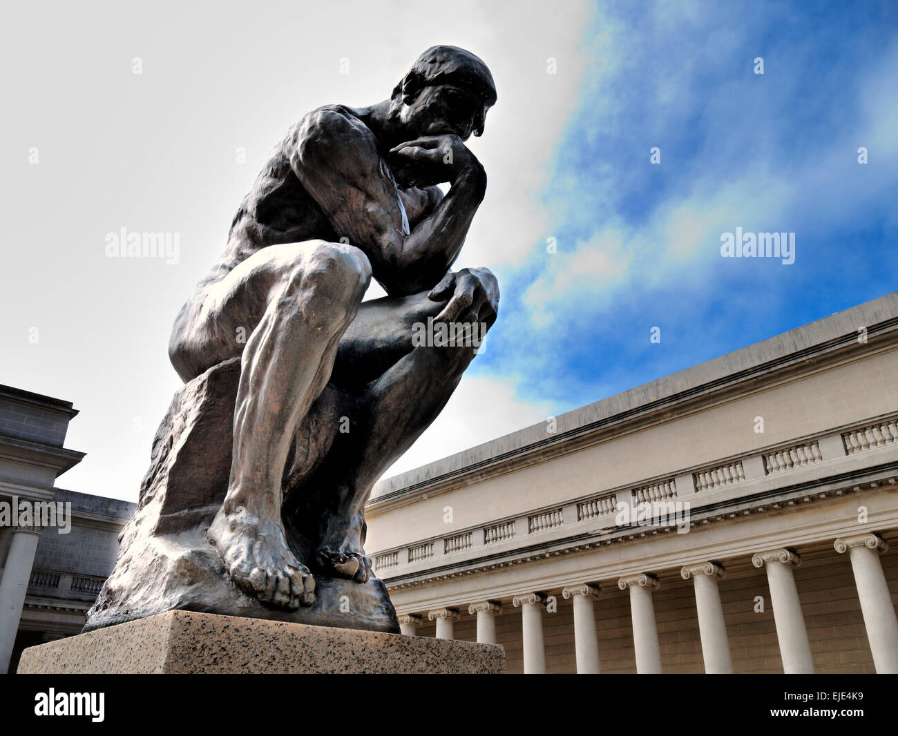 The Thinker, Auguste Rene Rodin, casting at San Francisco Legion of Honor Museum Stock Photo