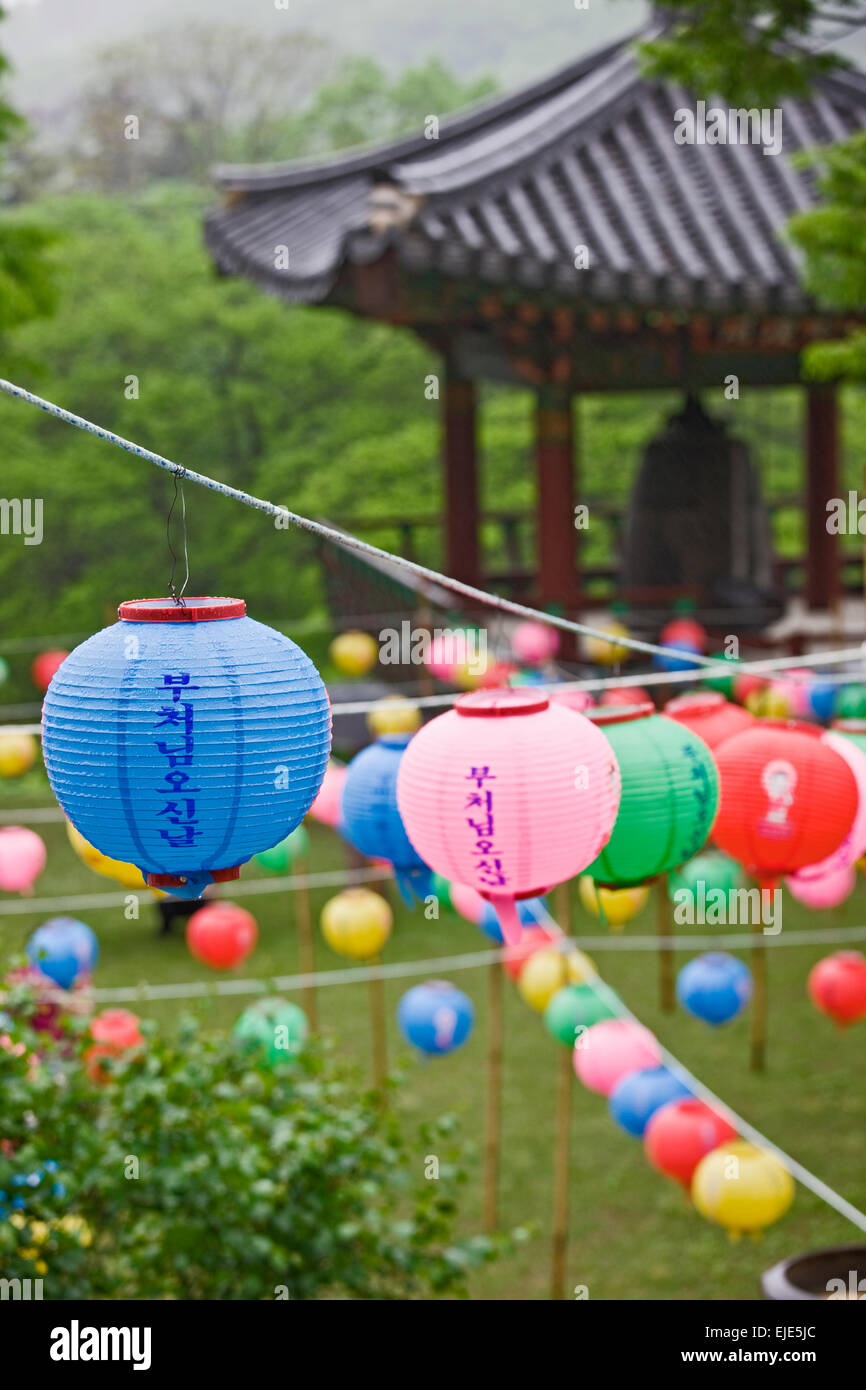 Lanterns at the temple complex at Hawsun in south Korea in the Jeonam province Stock Photo