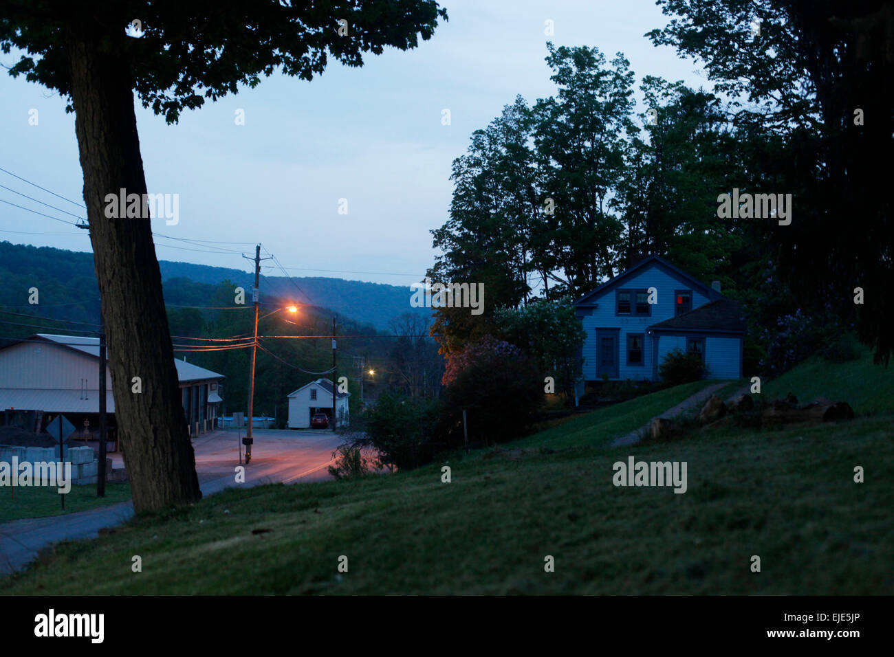 A calm evening scene in the small town of Bovina, New York Stock Photo Alamy