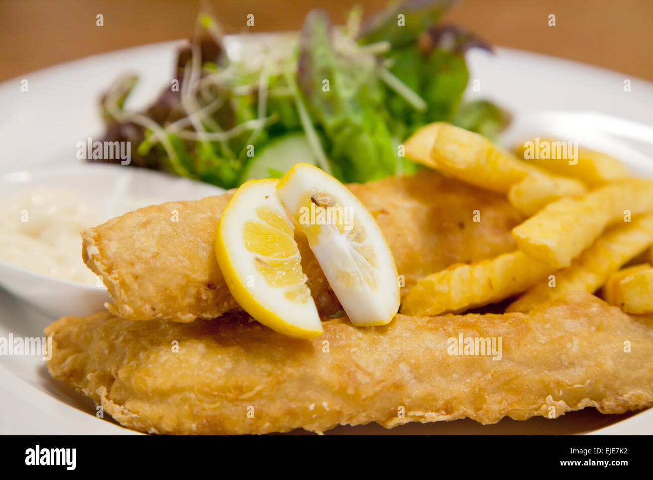 Fish and Chip with green salad Stock Photo Alamy