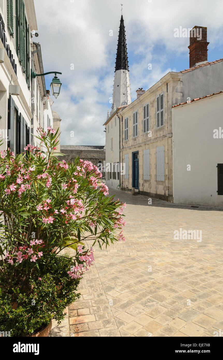 The picturesque village of Ars-en-Ré on the Île de Ré is often described as the prettiest village in France. Stock Photo