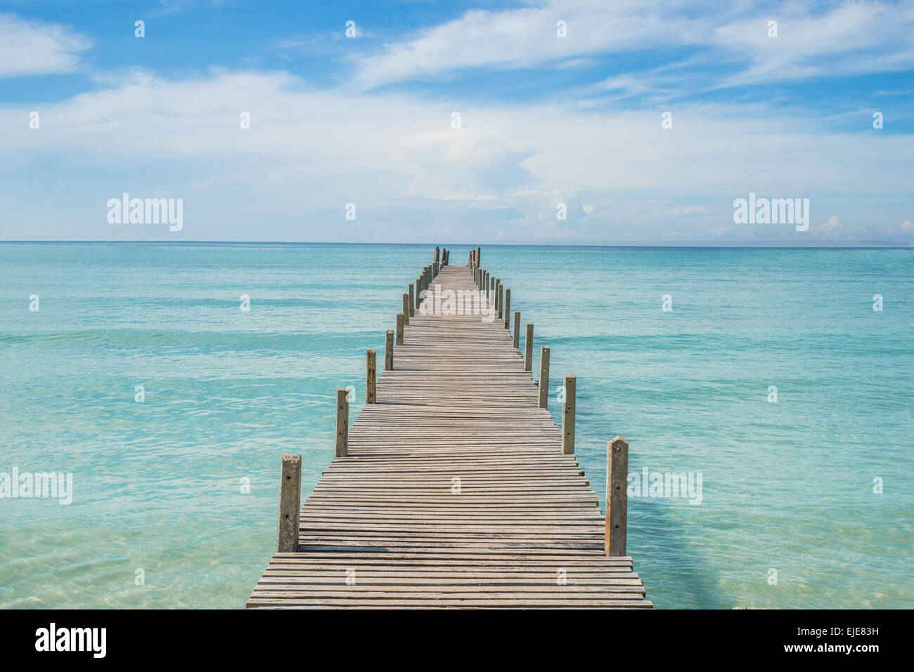 Summer, Travel, Vacation and Holiday concept - Wooden pier in Phuket, Thailand Stock Photo