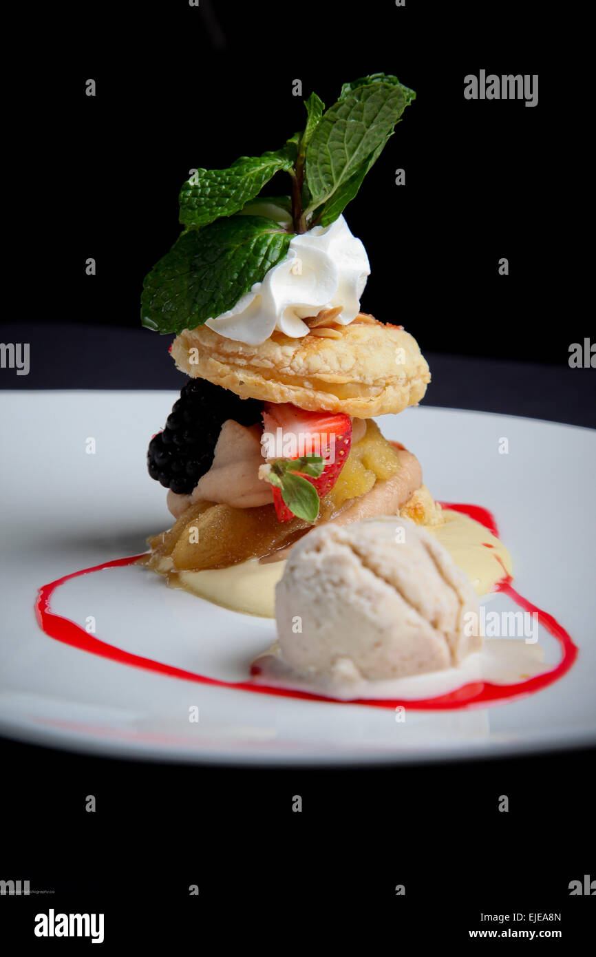 puff pastry dessert with ice cream Stock Photo Alamy