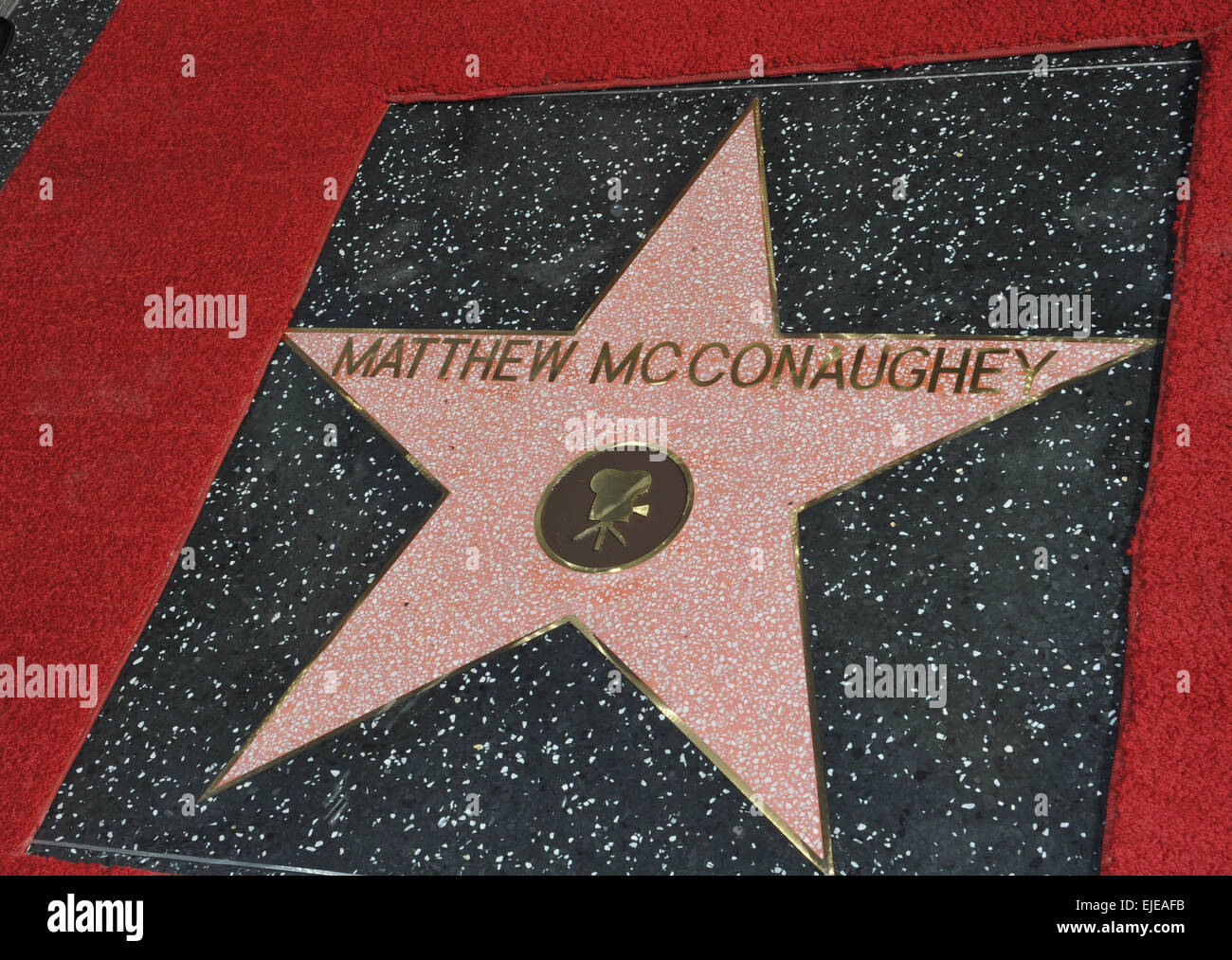 LOS ANGELES, CA - NOVEMBER 17, 2014: Actor Matthew McConaughey's star on Hollywood Boulevard where he was honored with the 2,534th star on the Hollywood Walk of Fame. Stock Photo