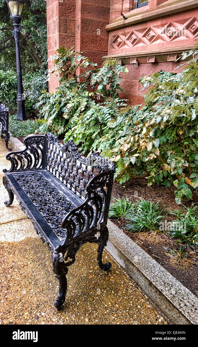 outdoor iron decorative seat Stock Photo