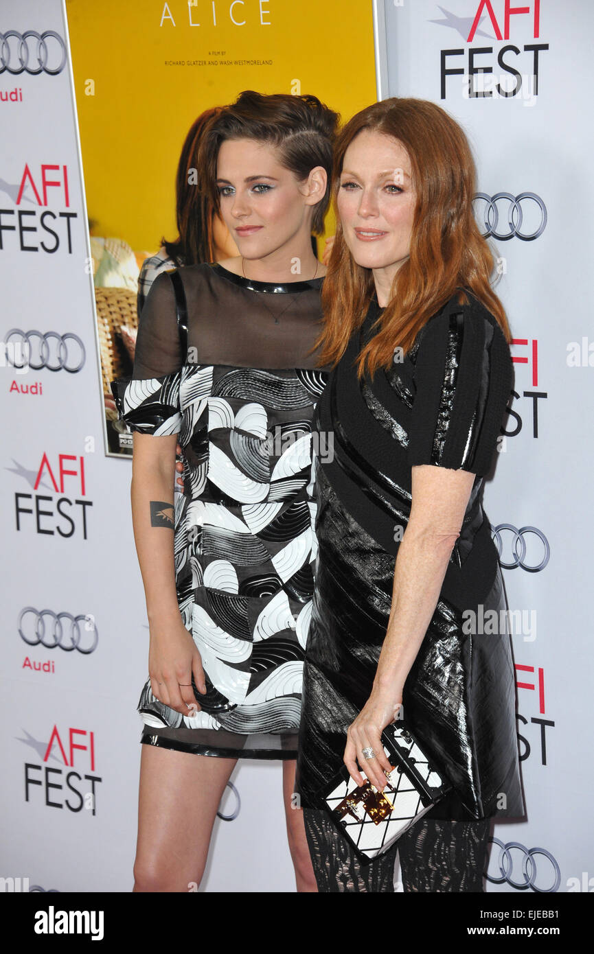 LOS ANGELES, CA - NOVEMBER 12, 2014: Kristen Stewart & Julianne Moore at the premiere of their movie 'Still Alice' as part of the AFI FEST 2014 at the Dolby Theatre, Hollywood. Stock Photo