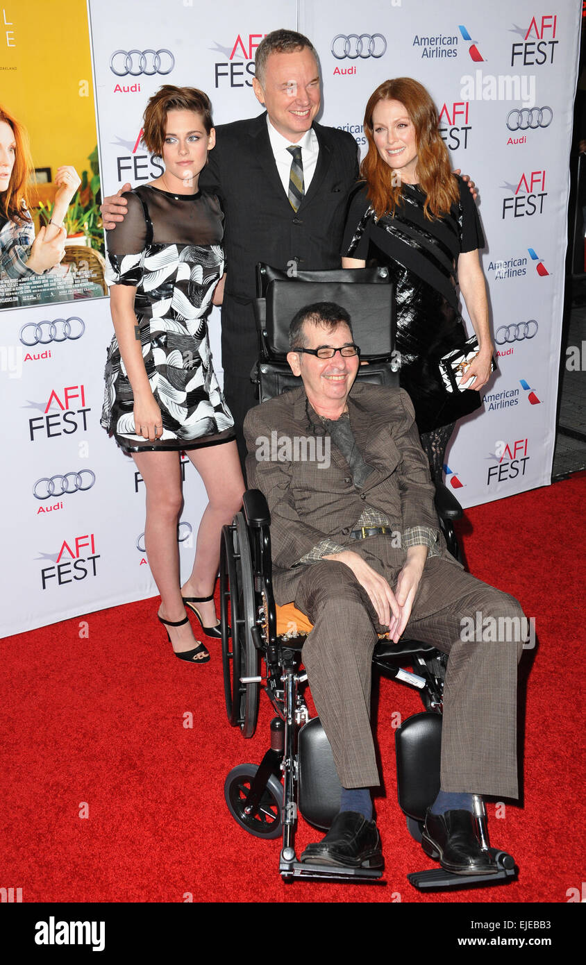LOS ANGELES, CA - NOVEMBER 12, 2014: Kristen Stewart & Julianne Moore with directors Wash Westmoreland & Richard Glatzer (front) at the premiere of their movie 'Still Alice' as part of the AFI FEST 2014 at the Dolby Theatre, Hollywood. Stock Photo