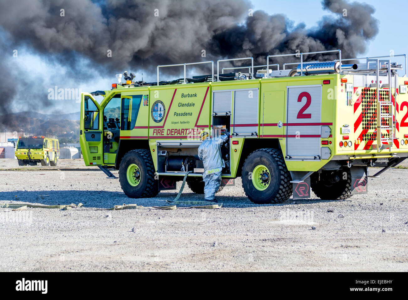 Burbank, California, USA. 24th March, 2015.  A crash rig responding during the Triennial Full Scale Emergency Exercise  at Bob Hope  Airport Credit:  Chester Brown/Alamy Live News Stock Photo