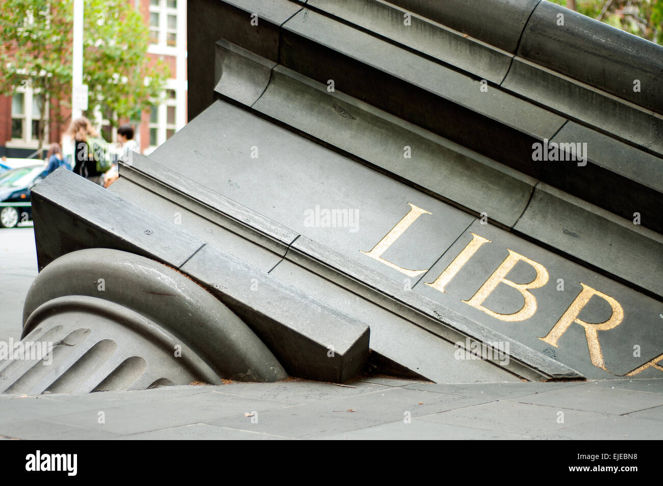 Architectural sculpture outside State Library, Swanston Street, Melbourne CBD, Victoria