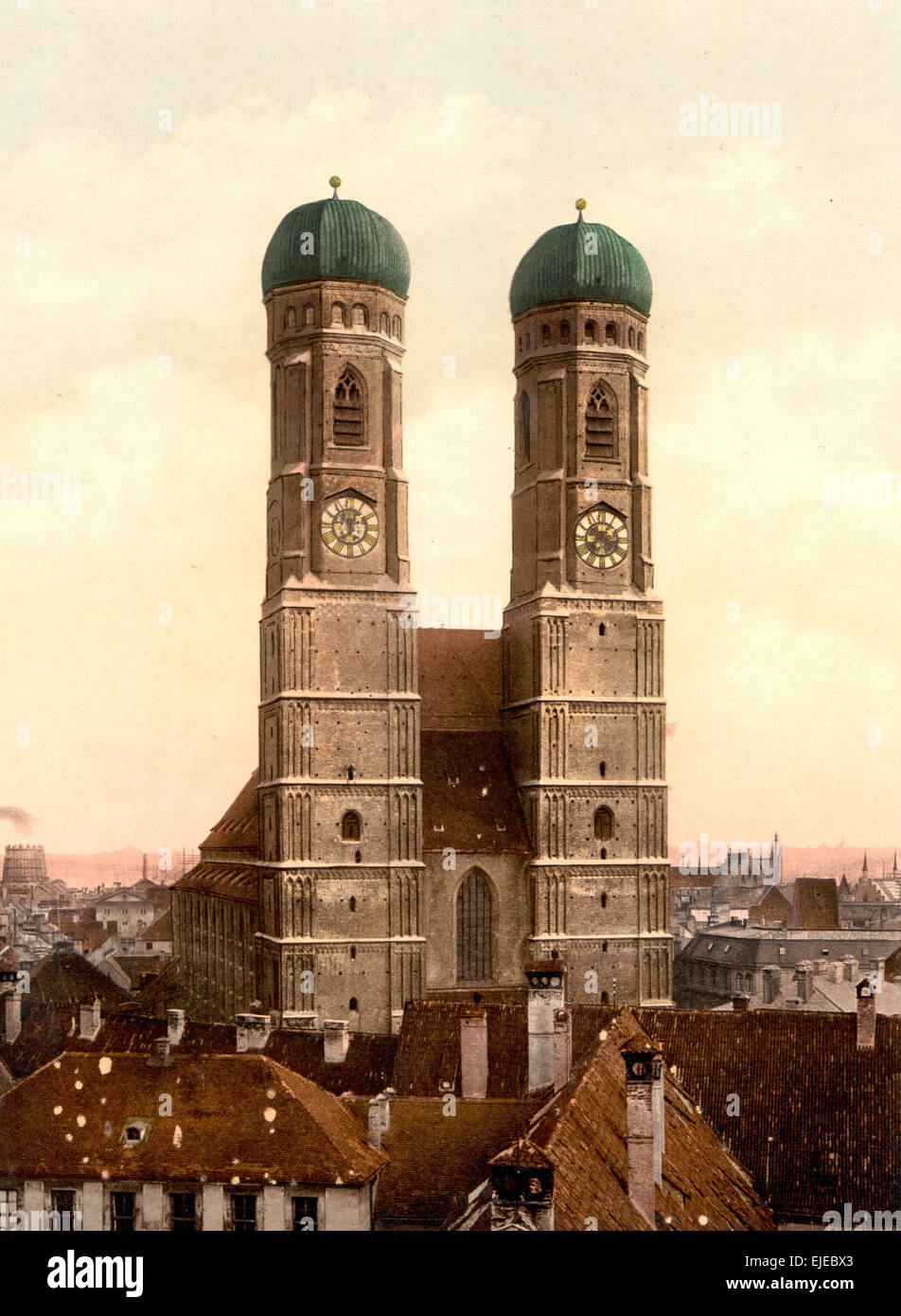 Frauen Church (i.e. Frauenkirche), Munich, Bavaria, Germany, circa 1900 Stock Photo