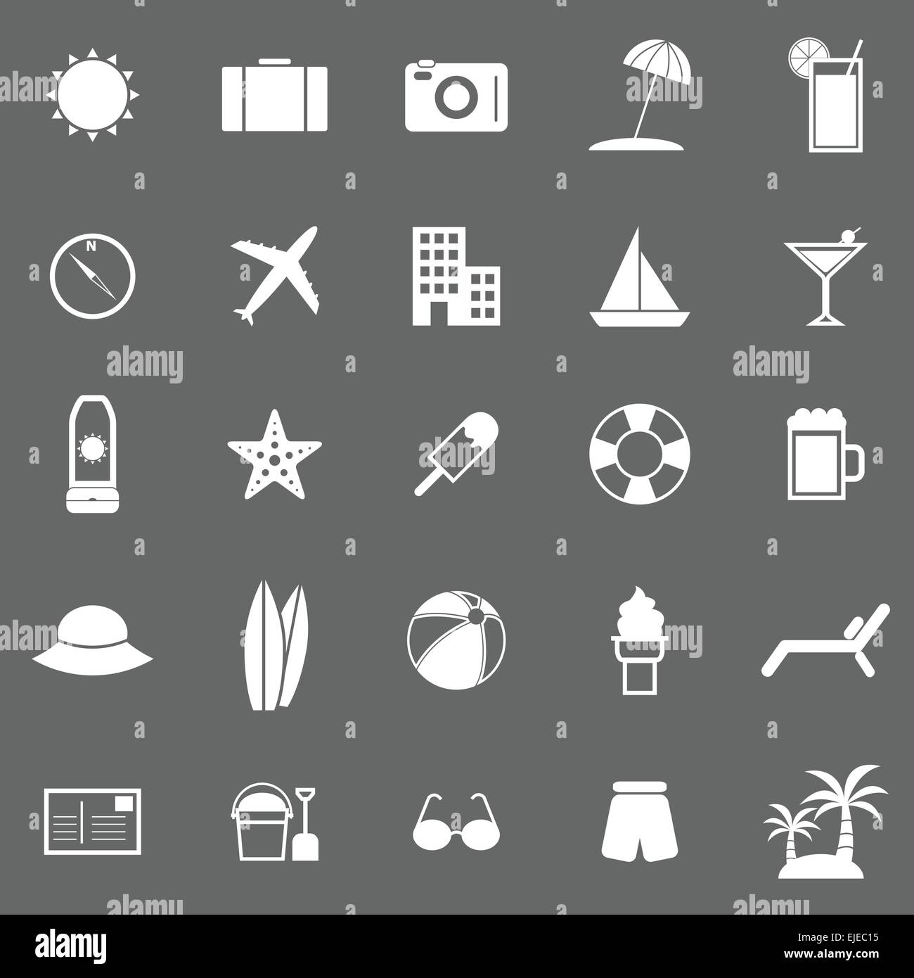 Summer icons on gray background, stock vector Stock Vector