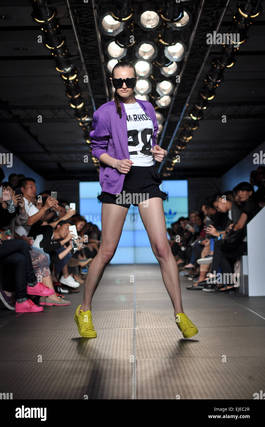 Jakarta, Indonesia. 24th March, 2015. A model walks in the runway at Urban  Explosion show featuring Adidas, (X)S.M.L and Lest(Art)ists during second  day the 6th Plaza Indonesia Fashion Week Spring/Summer 2015 in