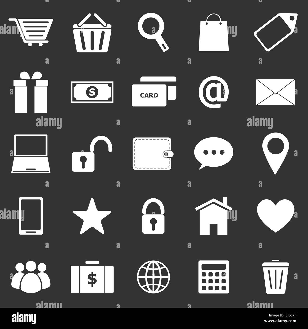 Ecommerce icons on black background, stock vector Stock Vector