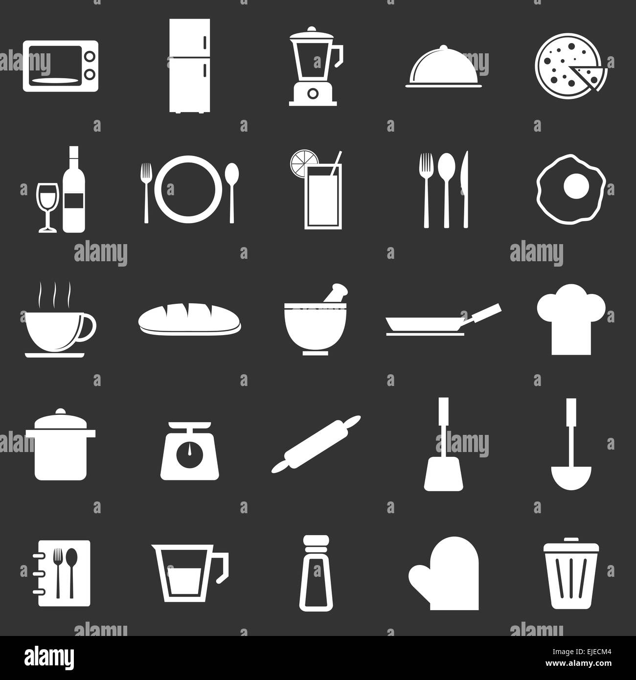 Kitchen icons on black background, stock vector Stock Vector Image ...