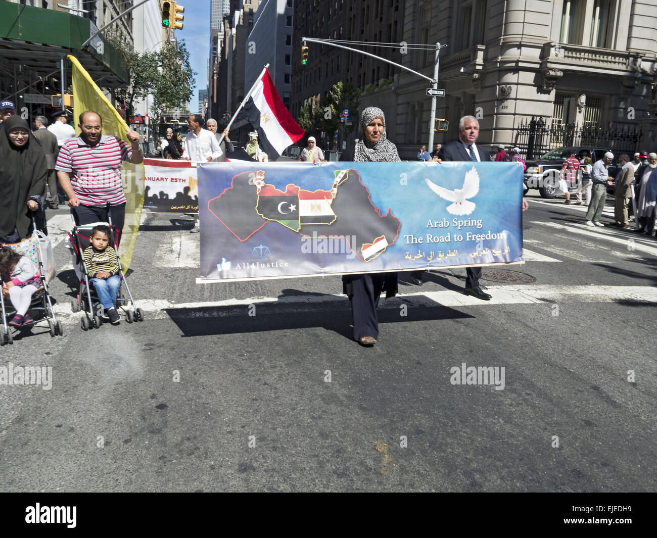 Participants in the Muslim American Day Parade in New York City, 2014. Stock Photo