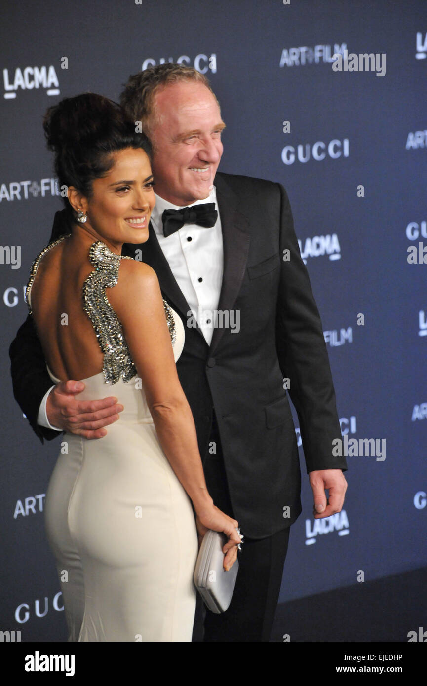 LOS ANGELES, CA - NOVEMBER 1, 2014: Salma Hayek & husband Francois
