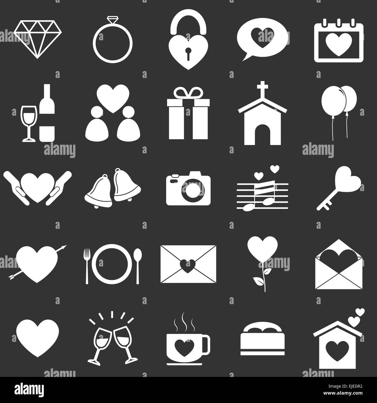Wedding icons on black background, stock vector Stock Vector Image ...