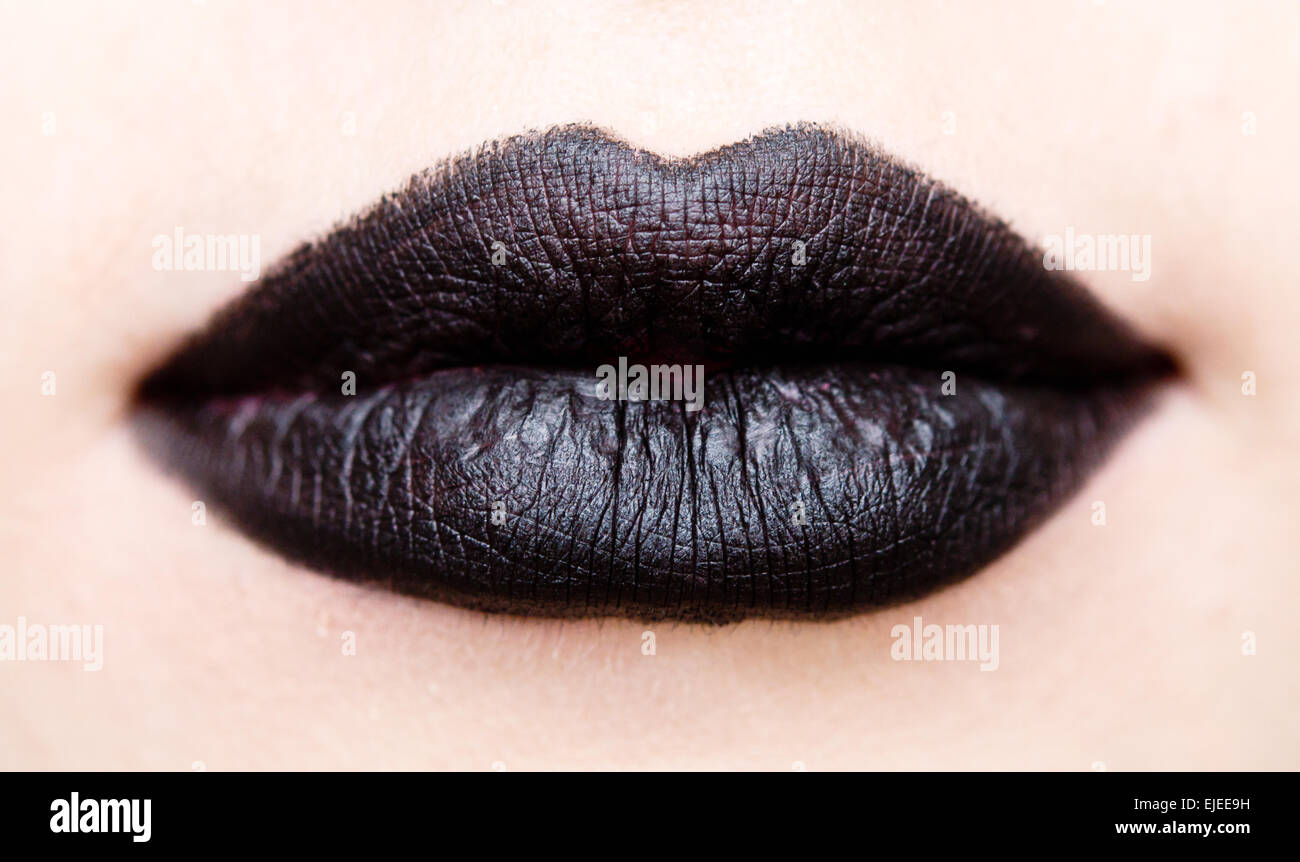 close up of black woman lips Stock Photo